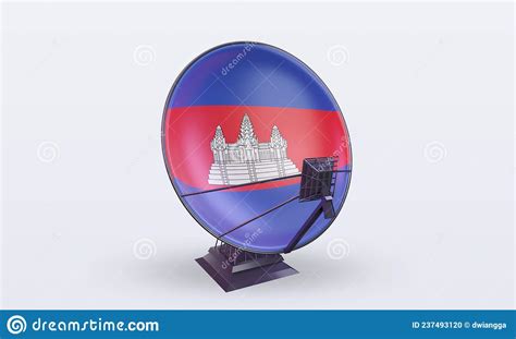 D Satellite Cambodia Flag Rendering Front View Stock Illustration