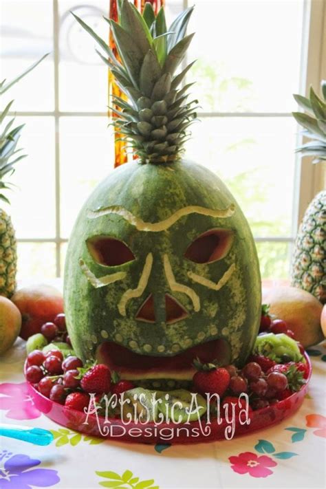 Carved Watermelon Tiki Mask Tiki Party Ideas Every Girl Should