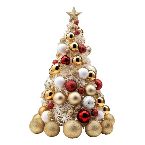 Christmas Tree Made Of Gold White And Red Glitter Ball Decoration Christmas Top View