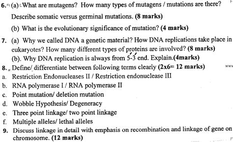 Msc Part Botany Molecular Genetics Past Paper Punjab University