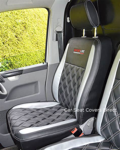 VW Transporter T6 Tailored Genuine Fit Van Seat Covers Black Silver