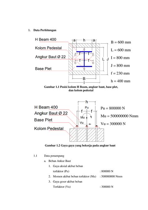 Perencanaan Angkur Baut Data Perhitungan Gambar 1 Posisi Kolom H Beam