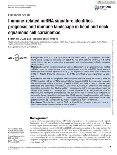 Pdf Immune Related Mirna Signature Identifis Prognosis And Immune