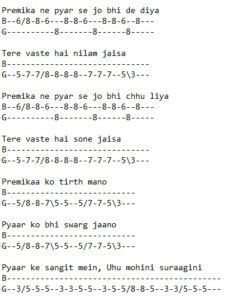 Premika Ne Pyaar Se - Easy Guitar Tabs