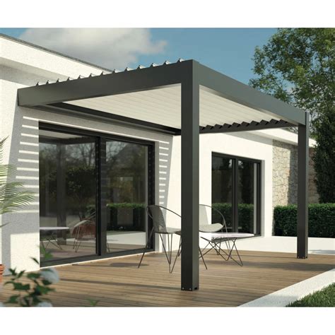 Gardengate Anbaupergola Apolo Aluminium 300 X 300 Cm Grau Mit Lamellen