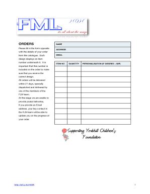 Fillable Online Fml Order Form Fax Email Print Pdffiller