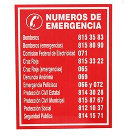 Letrero de números de emergencia calidad y diseño para tu instalacion