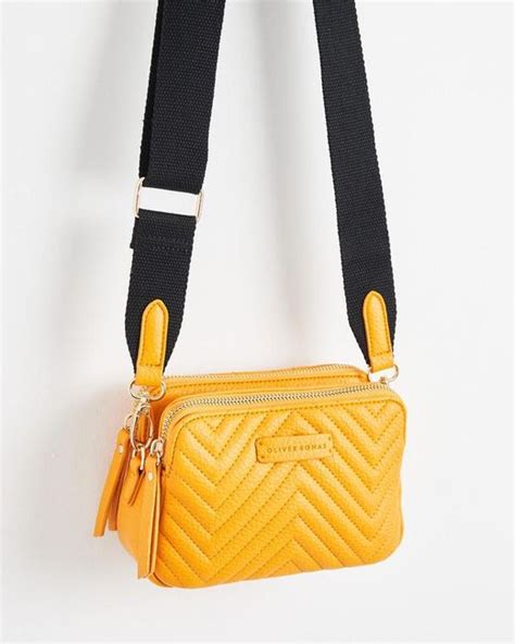 Oliver Bonas Isla Chevron Crossbody Bag In Yellow Lyst