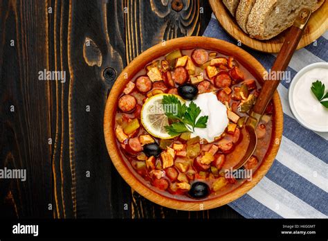 Solyanka Russian Traditional Meat Soup Stock Photo Alamy