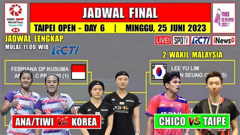 Jadwal Final Taipe Open 2023 Hari Ini Live RCTI CHICO Vs TAIPE ANA