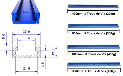 T Track Rail 800mm Bleu Rail En T En Alliage D Aluminium Piste D