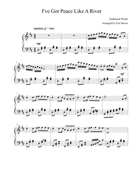 I Ve Got Peace Like A River Sheet Music Traditional Words Piano Solo