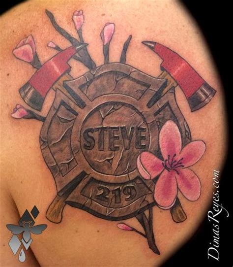 Cherry Blossom Maltese Cross Tattoo By Dimas Reyes Tattoos