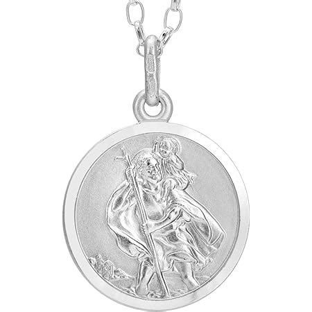 Mens Large Reversible Sterling Silver St Christopher Pendant With 20