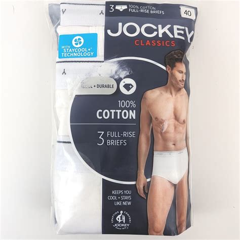 Jockey Mens Classics 100 Comfort Cotton Full Rise Briefspack Of 3