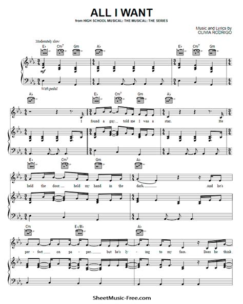 All I Want Sheet Music Olivia Rodrigo - ♪ SHEETMUSIC-FREE.COM