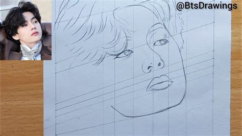 Bts V Outline Drawing Tutorial Bts Drawings 방탄소년단 Youtube