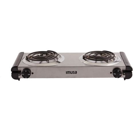 Imusa 2 Burner 6 In 1500 Watts Silver Hot Plate Electric Stainless Steel Gau 80312 The Home Depot