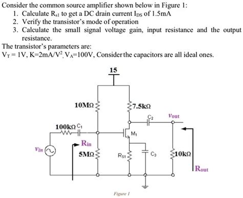 Solved Consider The Common Source Amplifier Shown Below In Figure 1 1 Calculate Rsi To Get A