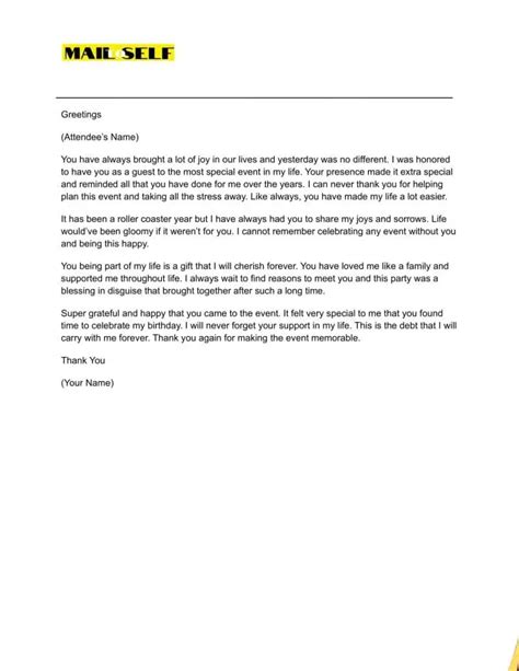 Thank You Letter After Event Attendance How To Templates And Examples