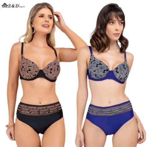 Z D Lingerie Biquini Conjunto Plus Size Aro E Bojo Calcinha Cintura