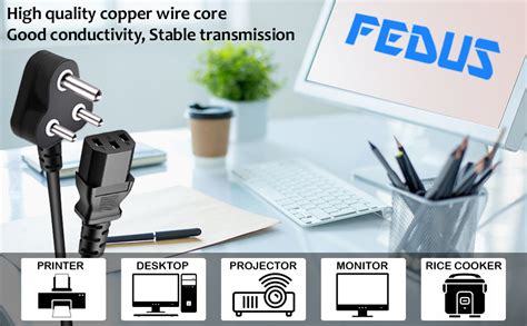 FEDUS Power Cord 1 5M Replacement Power Cable India Plug IEC Computer