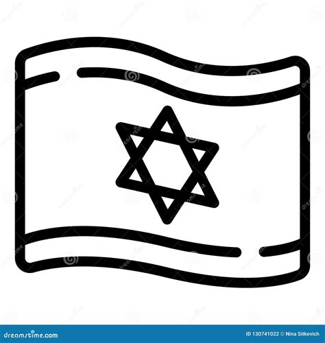 Israel Flag Icon Outline Style Stock Vector Illustration Of Jewish