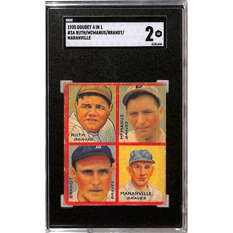Sold At Auction 1935 Goudey 4 In 1 Babe Ruth Sgc 2