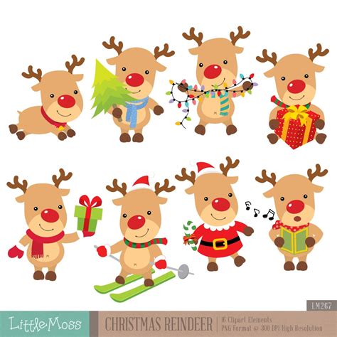 Kerst Rendier Digitale Clipart Etsy Nederland Christmas Reindeer Digital Clip Art Clip Art