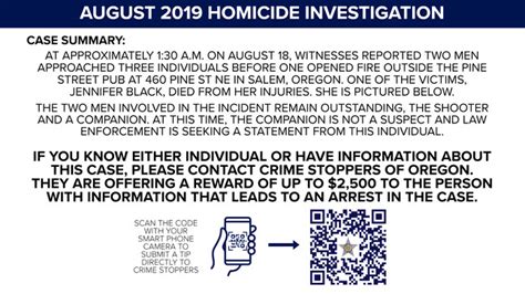 Salem Police Detectives Seek Publics Help Identifying Suspect In 2019