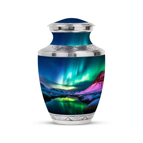 Northern Lights Cremation Urn For Ashes Keepsake Modern Urn Memorial