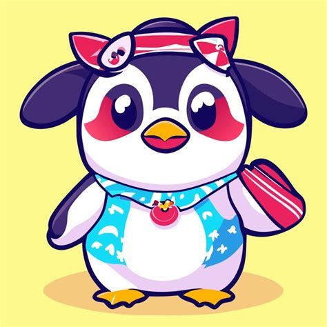 Lindo personaje de dibujos animados de pingüino con un traje de verano