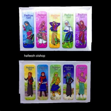 Jual Sticky Notes Sticker Pembatas Buku Karakter Muslimah Hijab Isi 100