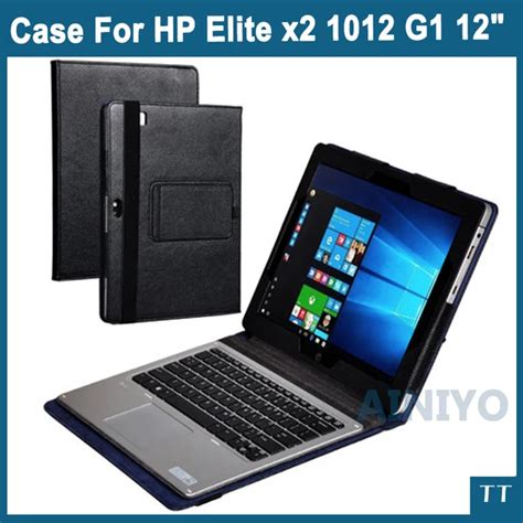 High Quality Black Litchi Grain Pu Leather Protective Folding Folio Case For Hp Elite X2 1012 G1