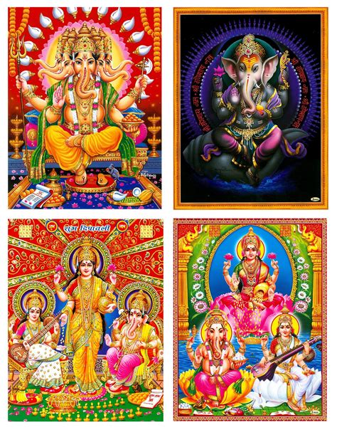 Set Of 4 Hindu Deity Posters