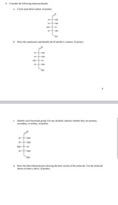 Solved Consider The Following Monosaccharide A Circle Chegg