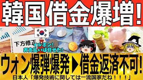 【ゆっくり解説】韓国借金爆増借金爆弾ついに爆発か！？ 韓国ゆっくり解説（爆） Youtube