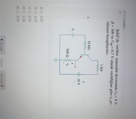 Solved In The Transistor Circuit V04v β100 And Vbe07v