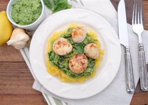 Seared Scallops With Pesto And Spaghetti Squash Real Simple Good