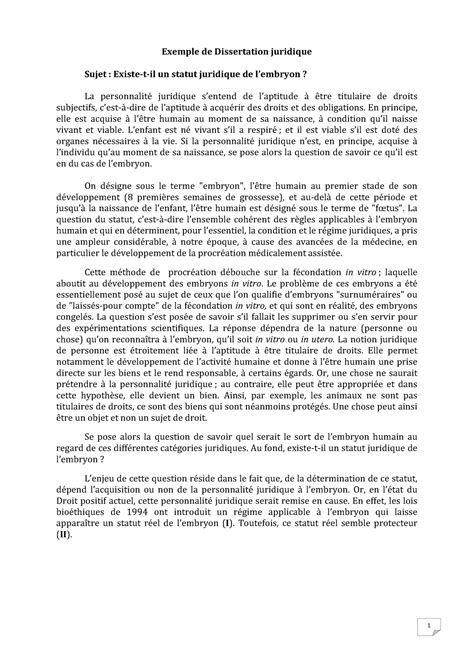 Corrigé Dissertation Embryon Exemple De Dissertation Juridique Sujet