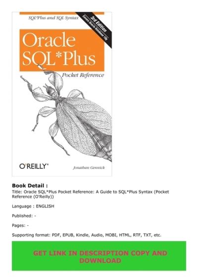 Oracle SQLPlus Pocket Reference A Guide To SQLPlus Syntax Pocket