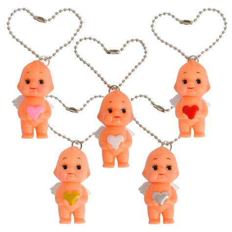 1 Of Kewpie Doll Angel Wings Heart Ball Key Chain Charm Key Ring Baby