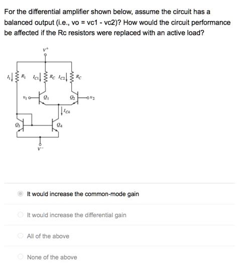 Solved Text For The Differential Amplifier Shown Below Assume The