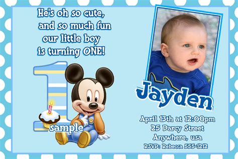 Mickey Mouse 1st Birthday Invitation Wording Ideas Download Hundreds