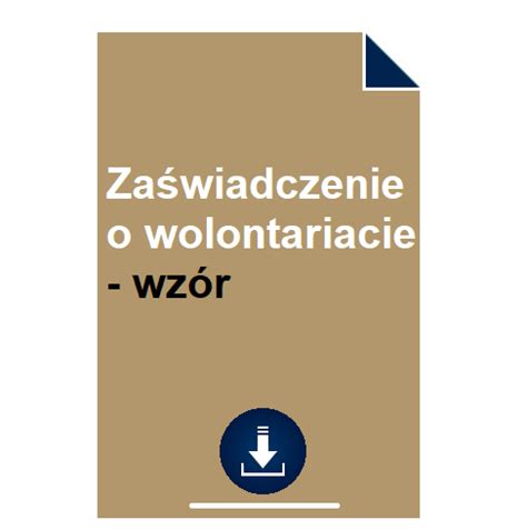 Za Wiadczenie O Wolontariacie Wz R Pobierz