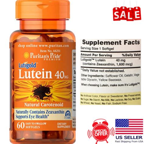 Puritans Pride Lutigold Lutein 40 Mg With Zeaxanthin Support Eye Health