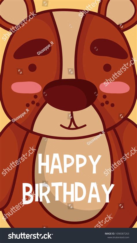 Bear Happy Birthday Card Stock Vector (Royalty Free) 1098387263 | Shutterstock