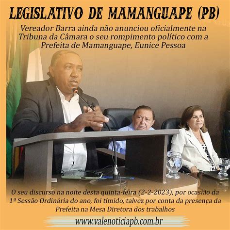 Vereador Barra de Mamanguape PB fez um discurso tímido na 1ª