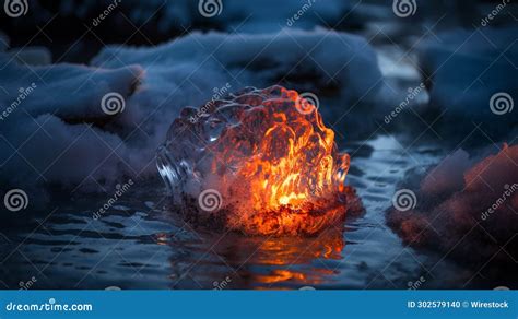 Ai Generated Illustration Of A Vibrant Orange Fire Flame Burning In A