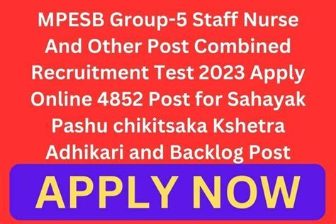 Mpesb Group 5 Staff Nurse And Other Post Combined Recruitment Test 2023